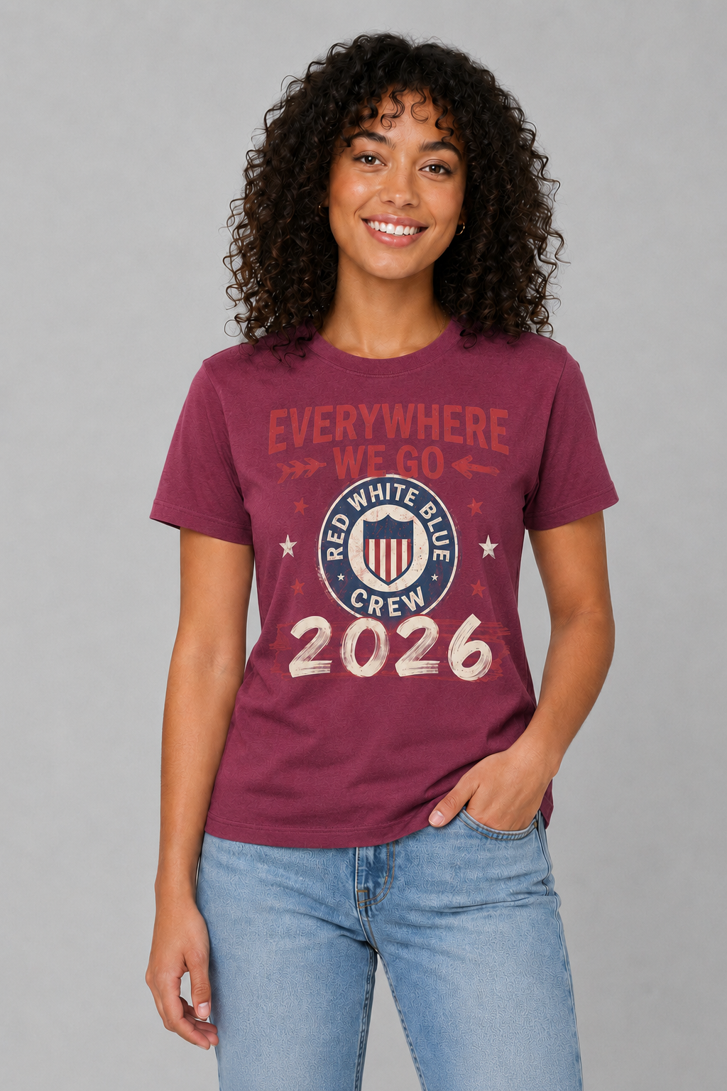 Everywhere We Go Patriotic 2026 USA Supporters Tee